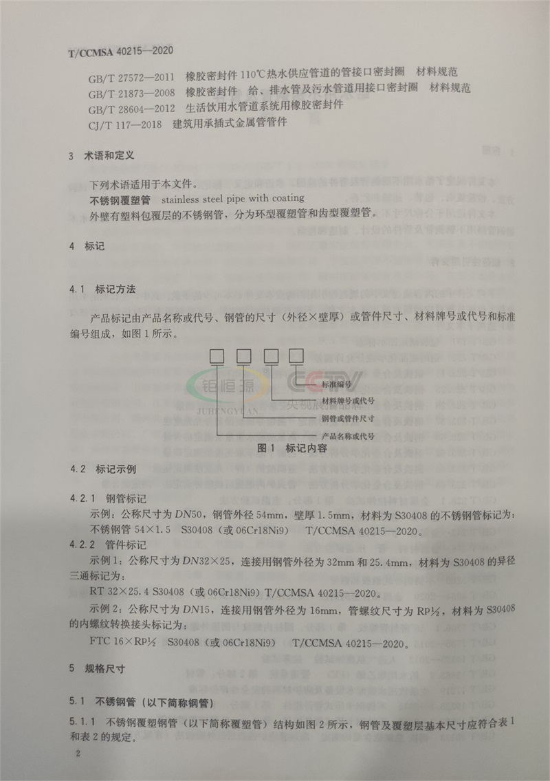 鉅恒源管業(yè)參編T/CCMSA 40215-2020不銹鋼水管團(tuán)體標(biāo)準(zhǔn)(圖2)